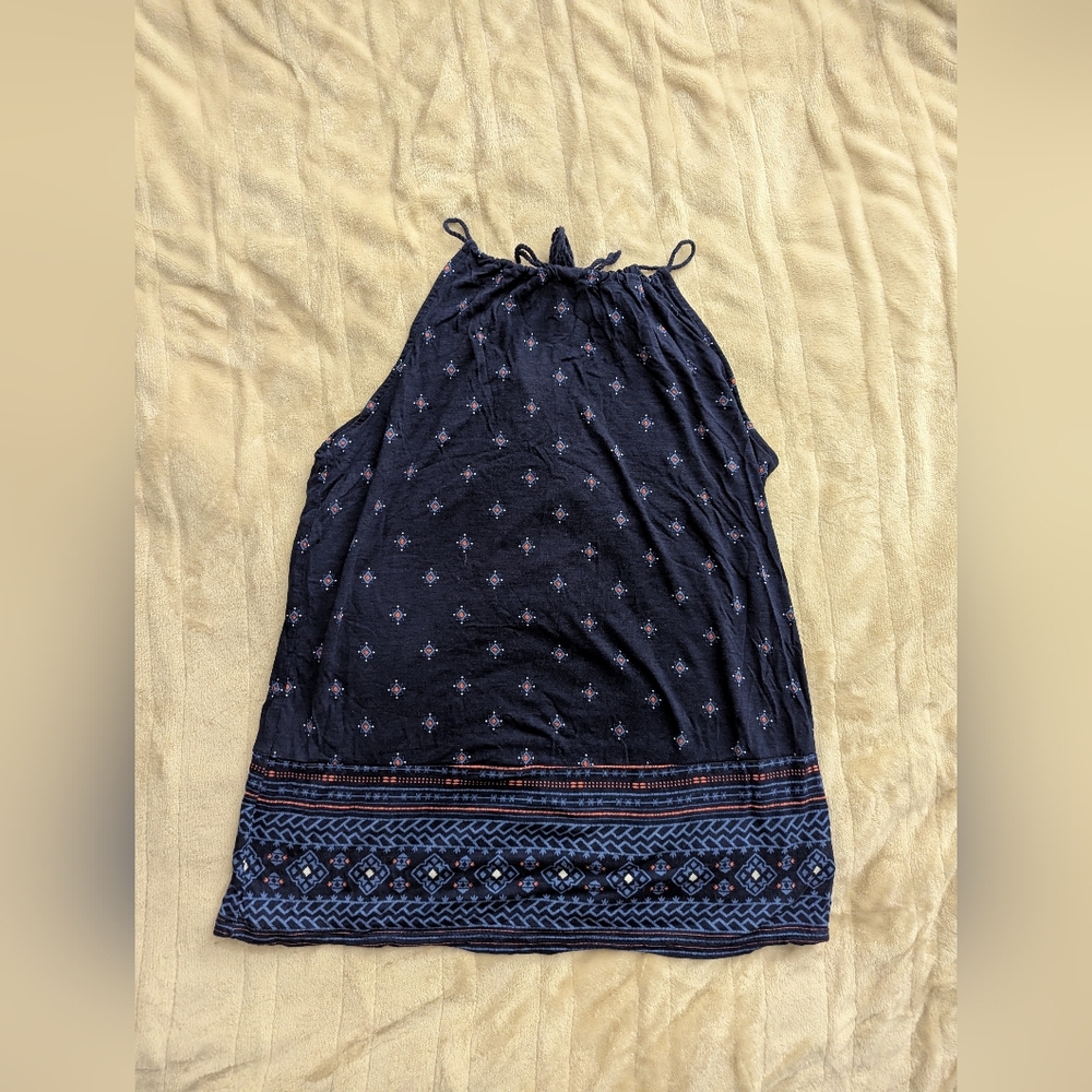 Old Navy Blue and Orange Pattern Halter Top